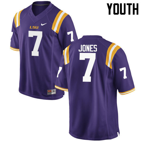 Youth LSU Tigers #7 Bert Jones College Football Jerseys Game-Purple